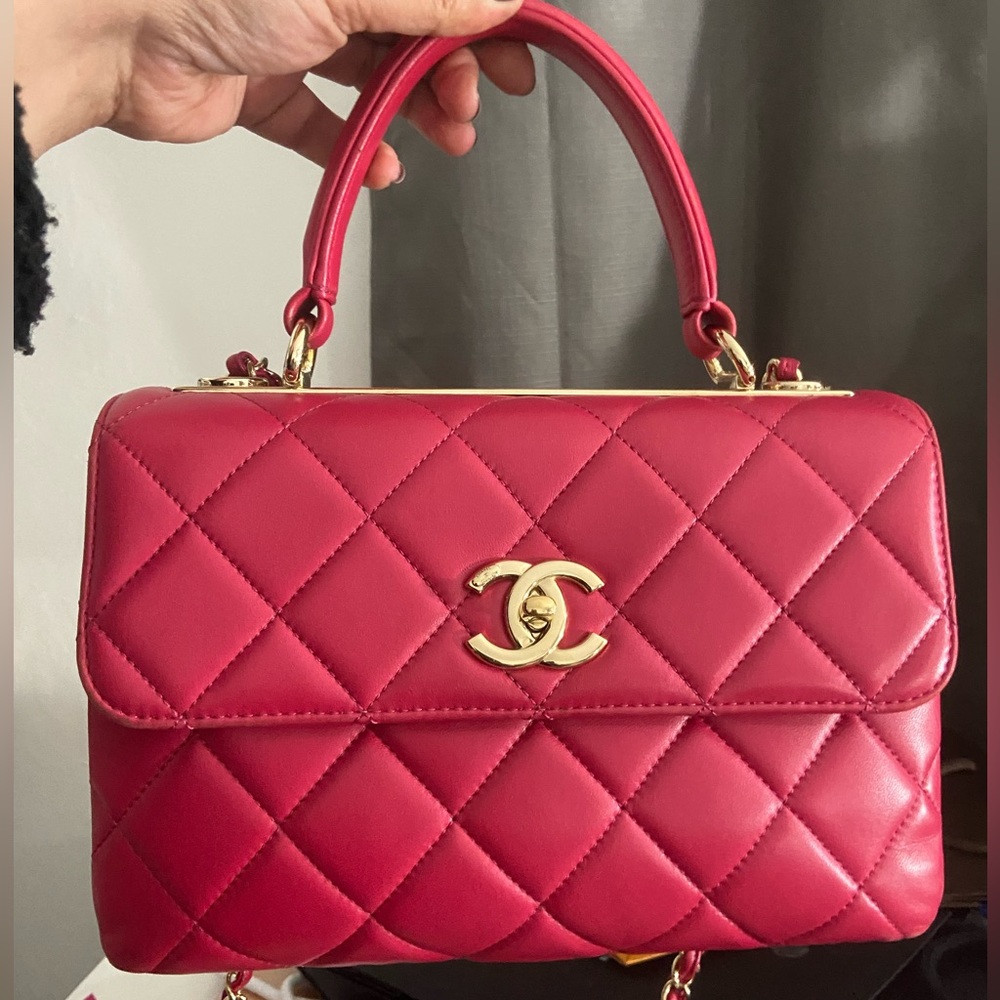 🩷🩷Chanel Pink W/Gold hardware Small Trendy Top Handle Bag - Picture 1 of 16